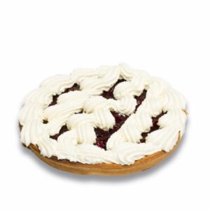 Open kersenvlaai met slagroom middel